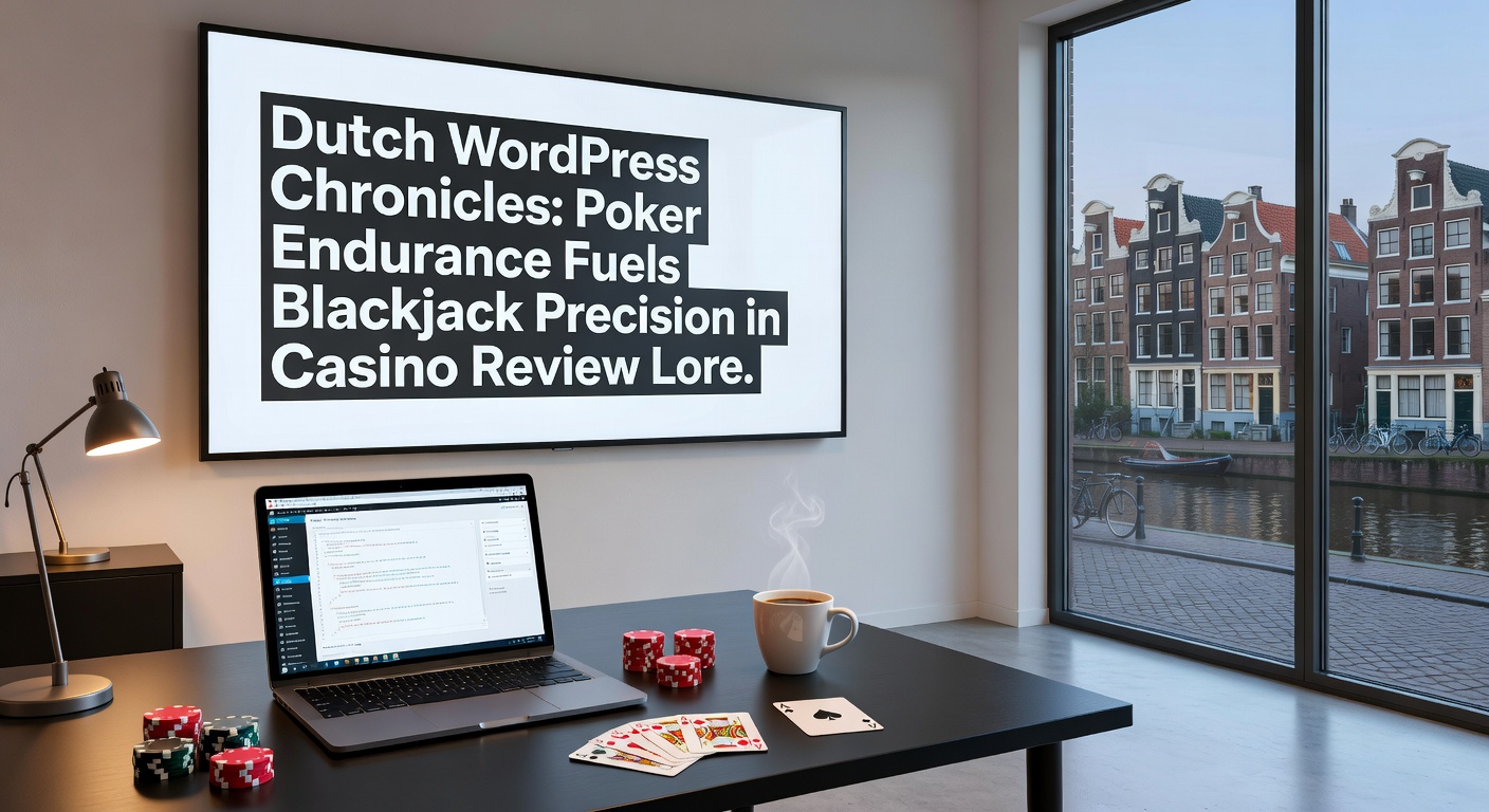 Een dynamische afbeelding van een pokertafel die overgaat in een blackjacktafel, met Nederlandse vlag en WordPress-logo's, illustrerend de overdracht van uithoudingsvermogen naar scherpe beslissingen