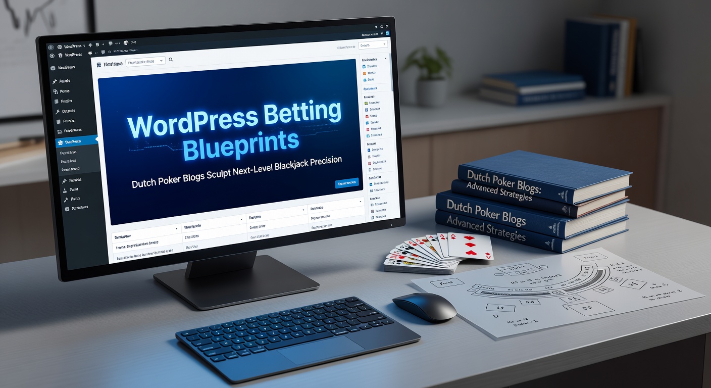 Schermafbeelding van een Nederlandse pokerblog op WordPress met blackjack-strategie-overlays, illustrerend hoe blogs blauwdrukken voor precisie-inzetten creëren